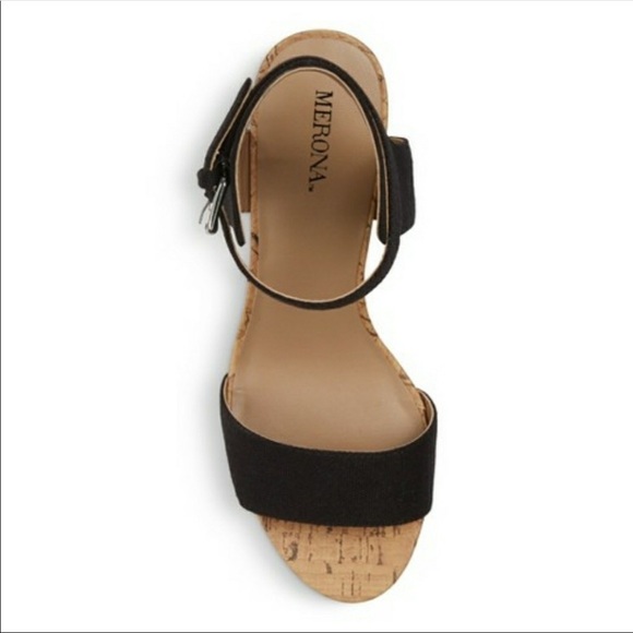 Merona Talia Black Cork Heel Sandals New - Picture 3 of 3